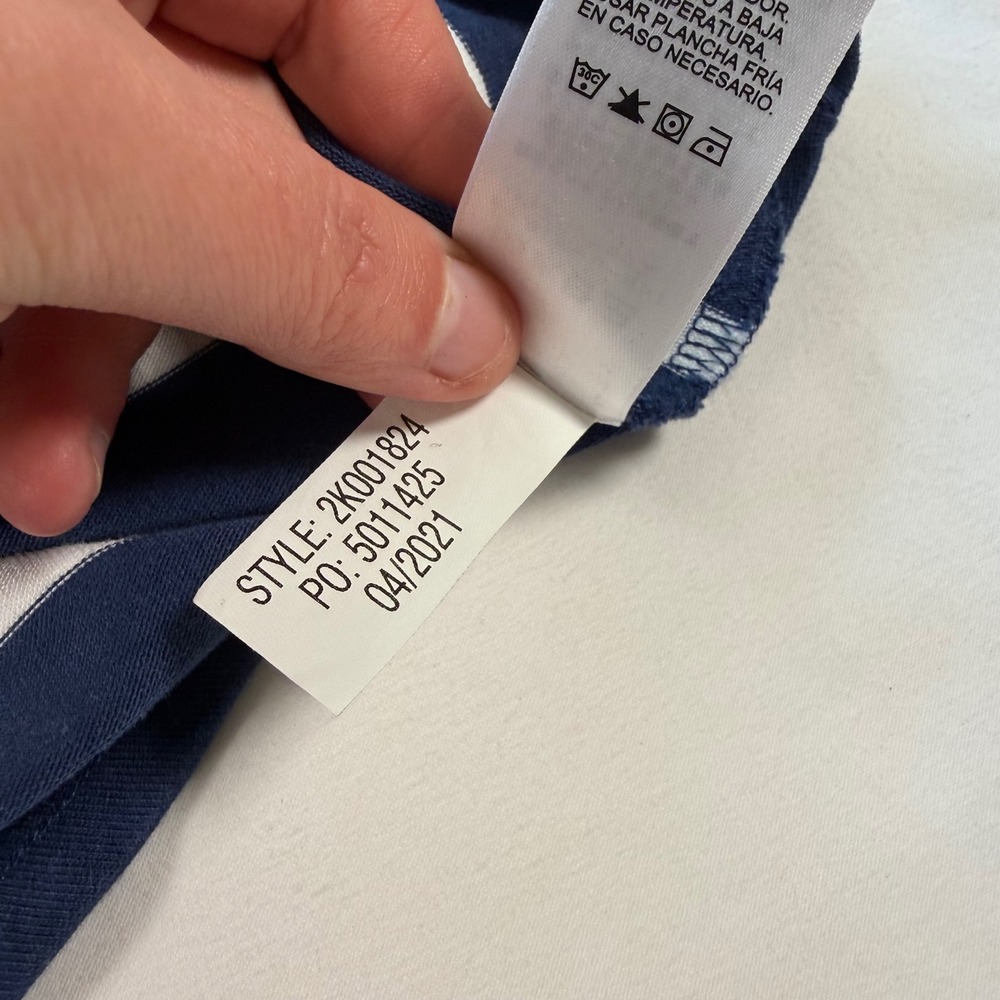 Vineyard Vines Navy Striped Boxy Top XS Quarter Sleeve Cotton Summer Nautical - Picture 4 of 8